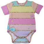 Pastel, Butterfly, Spring, Stripes, Baby Short Sleeve Bodysuit