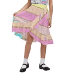 Pastel, Butterfly, Spring, Stripes, Kids  Ruffle Flared Wrap Midi Skirt