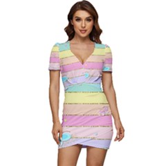 Low Cut Cap Sleeve Mini Dress 