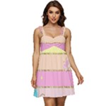 Pastel, Butterfly, Spring, Stripes, Ruffle Strap Babydoll Chiffon Dress