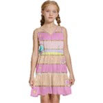 Pastel, Butterfly, Spring, Stripes, Kids  Sleeveless Tiered Mini Dress