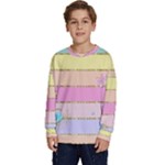 Pastel, Butterfly, Spring, Stripes, Kids  Crewneck Sweatshirt