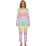 Pastel, Butterfly, Spring, Stripes, Womens  Long Sleeve Lightweight Pajamas Set