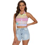 Pastel, Butterfly, Spring, Stripes, Backless Halter Cami Shirt