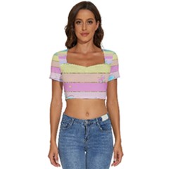 Short Sleeve Square Neckline Crop Top  