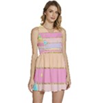 Pastel, Butterfly, Spring, Stripes, Sleeveless High Waist Mini Dress