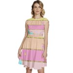 Pastel, Butterfly, Spring, Stripes, Cap Sleeve High Waist Dress