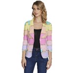 Pastel, Butterfly, Spring, Stripes, Women s One-Button 3/4 Sleeve Short Jacket