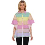 Pastel, Butterfly, Spring, Stripes, Women s Batwing Button Up Shirt