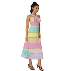 Sleeveless Cross Front Cocktail Midi Chiffon Dress 