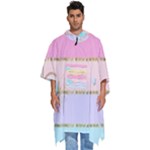 Pastel, Butterfly, Spring, Stripes, Men s Hooded Rain Ponchos