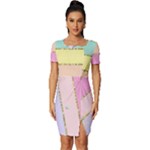 Pastel, Butterfly, Spring, Stripes, Fitted Knot Split End Bodycon Dress