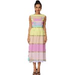 Pastel, Butterfly, Spring, Stripes, Sleeveless Round Neck Midi Dress