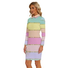 Long Sleeve Shirt Collar Bodycon Dress 