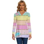 Pastel, Butterfly, Spring, Stripes, Long Sleeve Drawstring Hooded Top