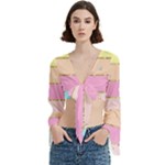 Pastel, Butterfly, Spring, Stripes, Trumpet Sleeve Cropped Top