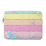 Pastel, Butterfly, Spring, Stripes, 14  Vertical Laptop Sleeve Case With Pocket