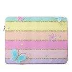 Pastel, Butterfly, Spring, Stripes, 15  Vertical Laptop Sleeve Case With Pocket