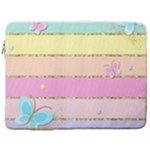 Pastel, Butterfly, Spring, Stripes, 17  Vertical Laptop Sleeve Case With Pocket