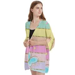 Open Front 3/4 Sleeve Batwing Chiffon Cardigan Kimono 