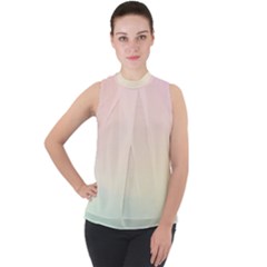 Mock Neck Chiffon Sleeveless Top 