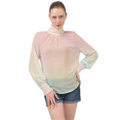 High Neck Long Sleeve Chiffon Top 