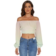 Long Sleeve Crinkled Weave Crop Top 