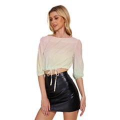 Mid Sleeve Drawstring Hem Top 