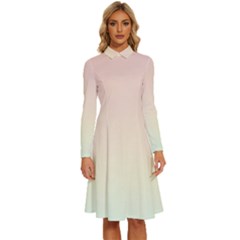 Long Sleeve Shirt Collar A-Line Dress 