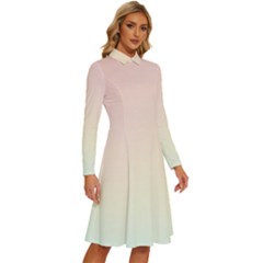 Long Sleeve Shirt Collar A-Line Dress 