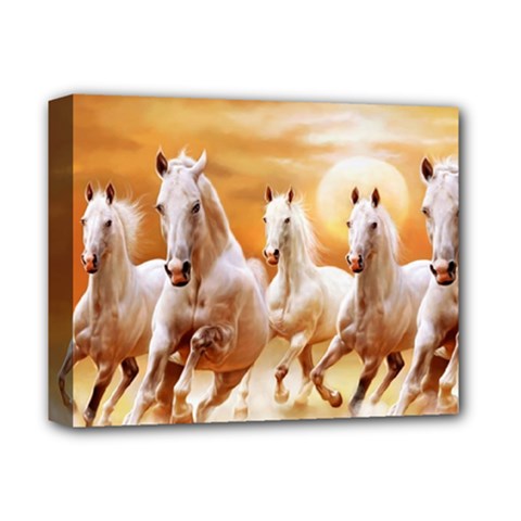 Seven Horses, Sun Deluxe Canvas 14  x 11  (Stretched) from ArtsNow.com