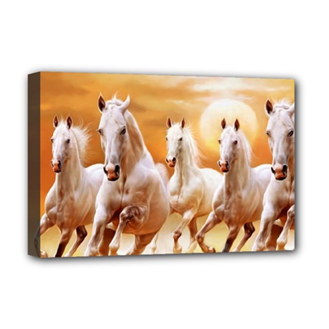 Seven Horses, Sun Deluxe Canvas 18  x 12  (Stretched) from ArtsNow.com