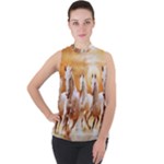 Seven Horses, Sun Mock Neck Chiffon Sleeveless Top