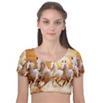 Seven Horses, Sun Velvet Short Sleeve Crop Top 