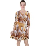 Seven Horses, Sun Quarter Sleeve Ruffle Waist Dress