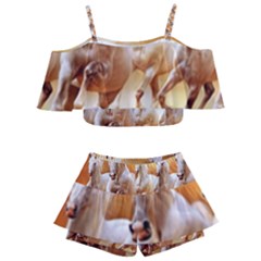 Kids  Off Shoulder Skirt Bikini 