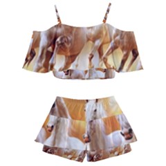 Kids  Off Shoulder Skirt Bikini 