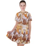 Seven Horses, Sun Short Sleeve Shoulder Cut Out Dress 