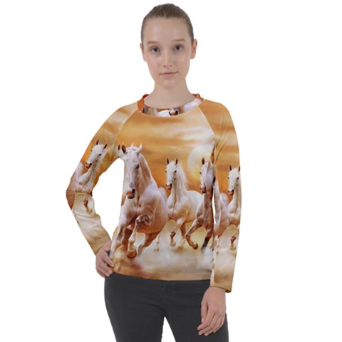 Seven Horses, Sun Women s Long Sleeve Raglan T