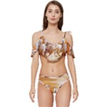 Seven Horses, Sun Ruffle Edge Tie Up Bikini Set	