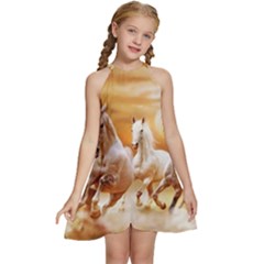 Kids  Halter Collar Waist Tie Chiffon Dress 