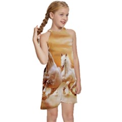 Kids  Halter Collar Waist Tie Chiffon Dress 