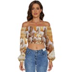 Seven Horses, Sun Long Sleeve Crinkled Weave Crop Top