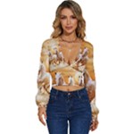 Seven Horses, Sun Long Sleeve Deep-V Velour Top