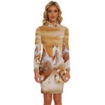 Seven Horses, Sun Long Sleeve Shirt Collar Bodycon Dress