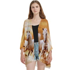 Open Front 3/4 Sleeve Batwing Chiffon Cardigan Kimono 