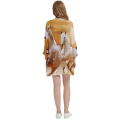 Open Front 3/4 Sleeve Batwing Chiffon Cardigan Kimono 