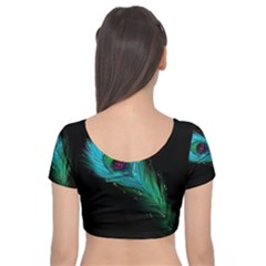 Velvet Short Sleeve Crop Top  