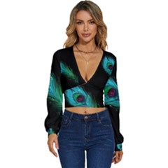 Long Sleeve Deep-V Velour Top 