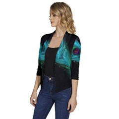 Women s Draped Front 3/4 Sleeve Shawl Collar Jacket 